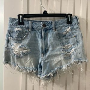 American eagle distressed high waisted jean shorts